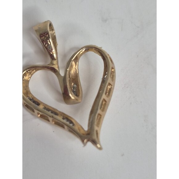 Caspian International 1/4ct Diamond Heart Pendant 10k Yellow Gold 2.2g - Picture 7 of 12